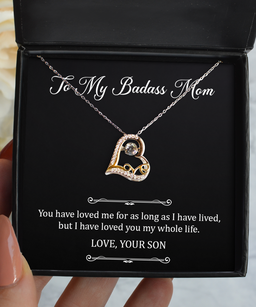 To My Badass Mom Gifts, My Whole Life, Love Dancing Necklace For Women, Birthday Mothers Day Present From Son