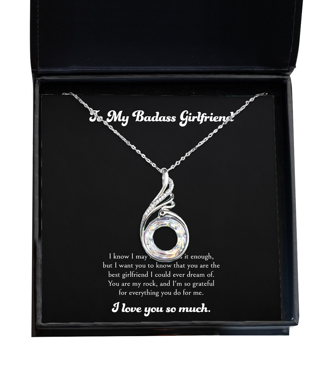 To My Badass Girlfriend, I'm So Grateful, Rising Phoenix Necklace For Women, Anniversary Birthday Valentines Day Gifts From Boyfriend