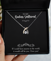 Load image into Gallery viewer, To My Badass Girlfriend, If I Could Have Anyone In The World, Wishbone Dancing Necklace For Women, Anniversary Birthday Valentines Day Gifts From Boyfriend
