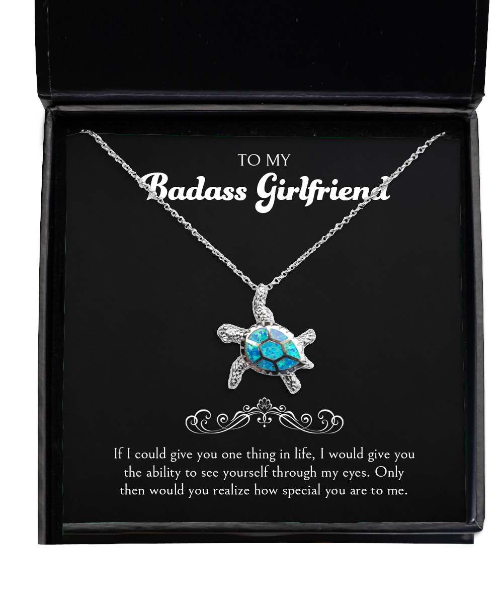 To My Badass Girlfriend, Special You Are To Me, Opal Turtle Necklace For Women, Anniversary Birthday Valentines Day Gifts From Boyfriend