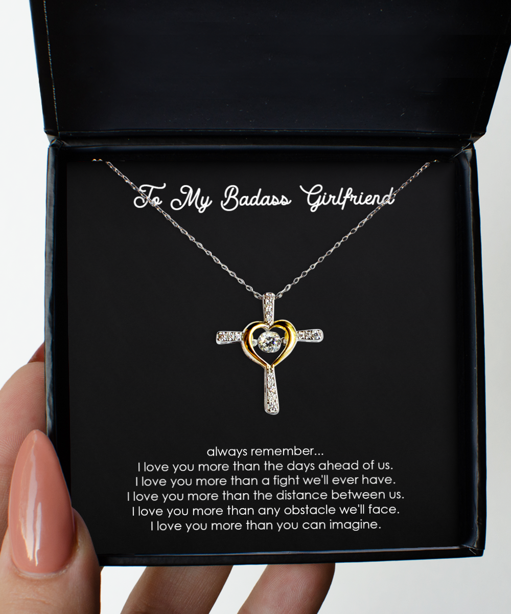 To My Badass Girlfriend, Always Remember, Cross Dancing Necklace For Women, Anniversary Birthday Valentines Day Gifts From Boyfriend