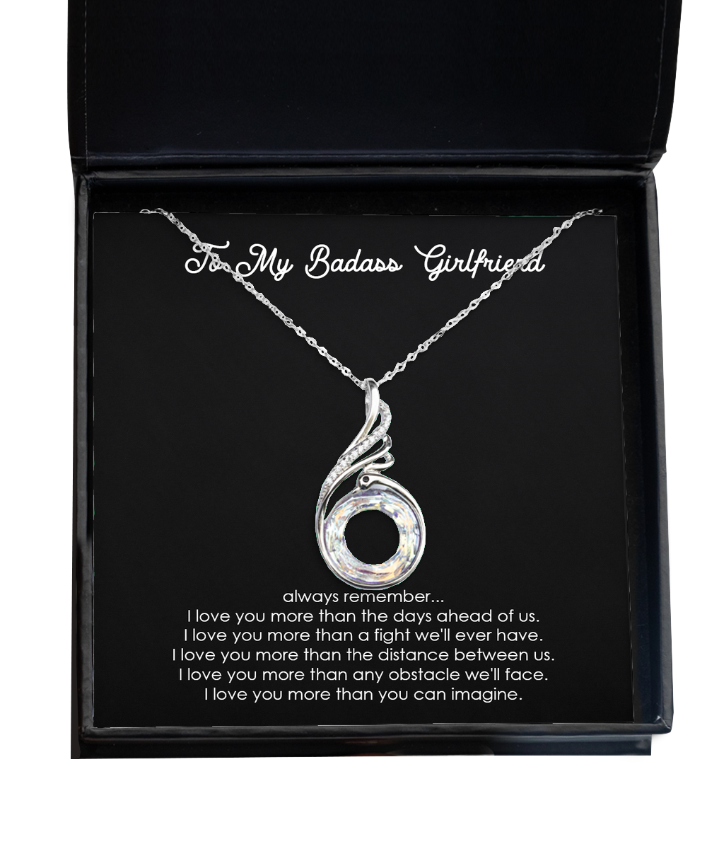 To My Badass Girlfriend, Always Remember, Rising Phoenix Necklace For Women, Anniversary Birthday Valentines Day Gifts From Boyfriend