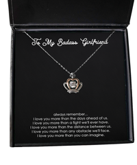 Load image into Gallery viewer, To My Badass Girlfriend, Always Remember, Crown Pendant Necklace For Women, Anniversary Birthday Valentines Day Gifts From Boyfriend
