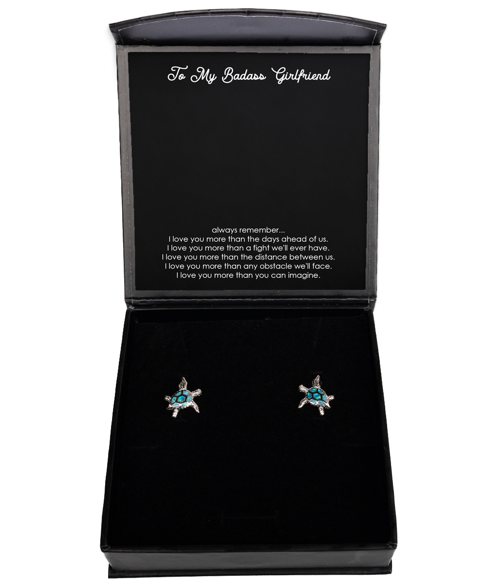 To My Badass Girlfriend, Always Remember, Opal Turtle Earrings For Women, Anniversary Birthday Valentines Day Gifts From Boyfriend