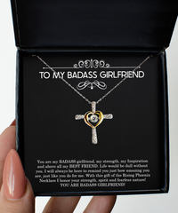 Load image into Gallery viewer, To My Badass Girlfriend, I Will Always Be Here, Cross Dancing Necklace For Women, Anniversary Birthday Valentines Day Gifts From Boyfriend
