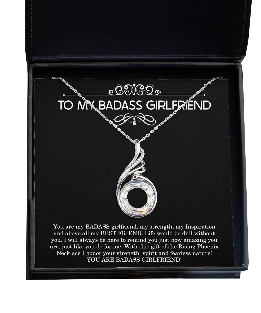 To My Badass Girlfriend, I Will Always Be Here, Rising Phoenix Necklace For Women, Anniversary Birthday Valentines Day Gifts From Boyfriend