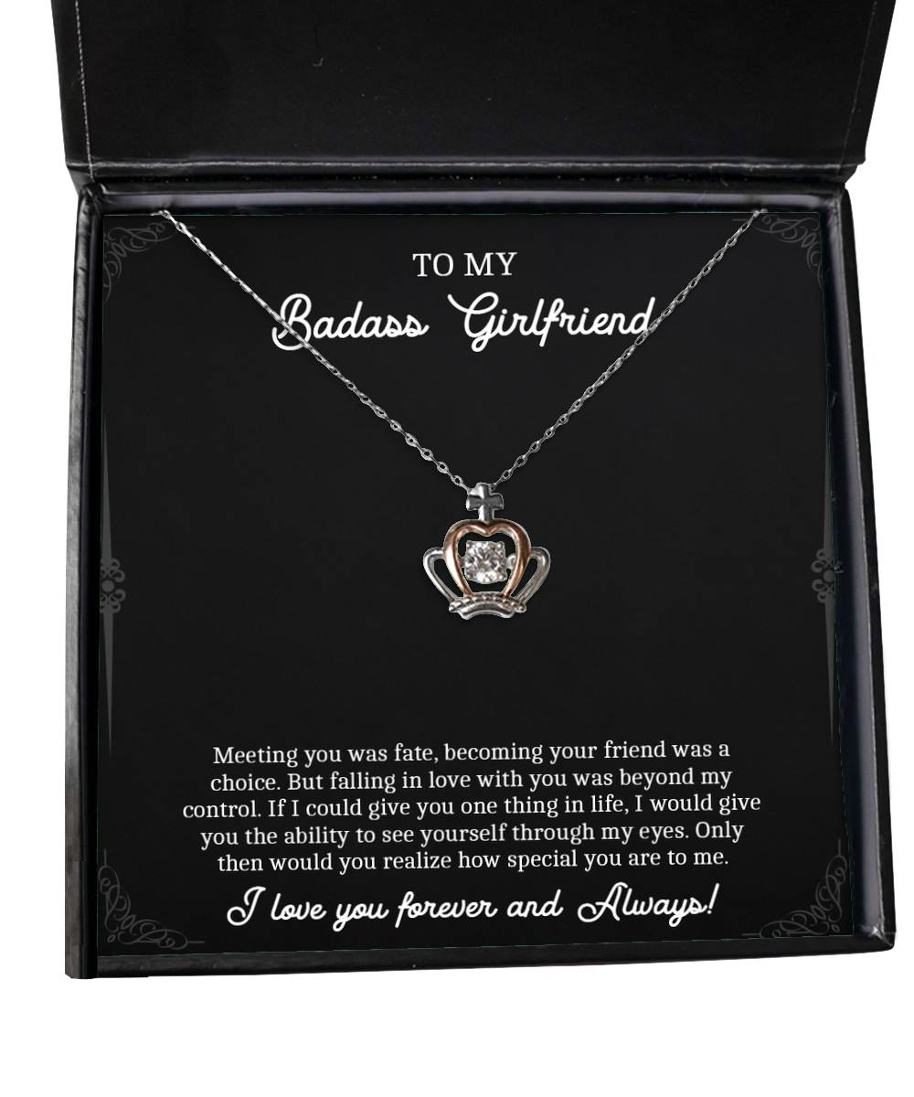 To My Badass Girlfriend, Falling In Love With You, Crown Pendant Necklace For Women, Anniversary Birthday Valentines Day Gifts From Boyfriend
