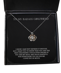 Load image into Gallery viewer, To My Badass Girlfriend, Falling In Love With You, Crown Pendant Necklace For Women, Anniversary Birthday Valentines Day Gifts From Boyfriend
