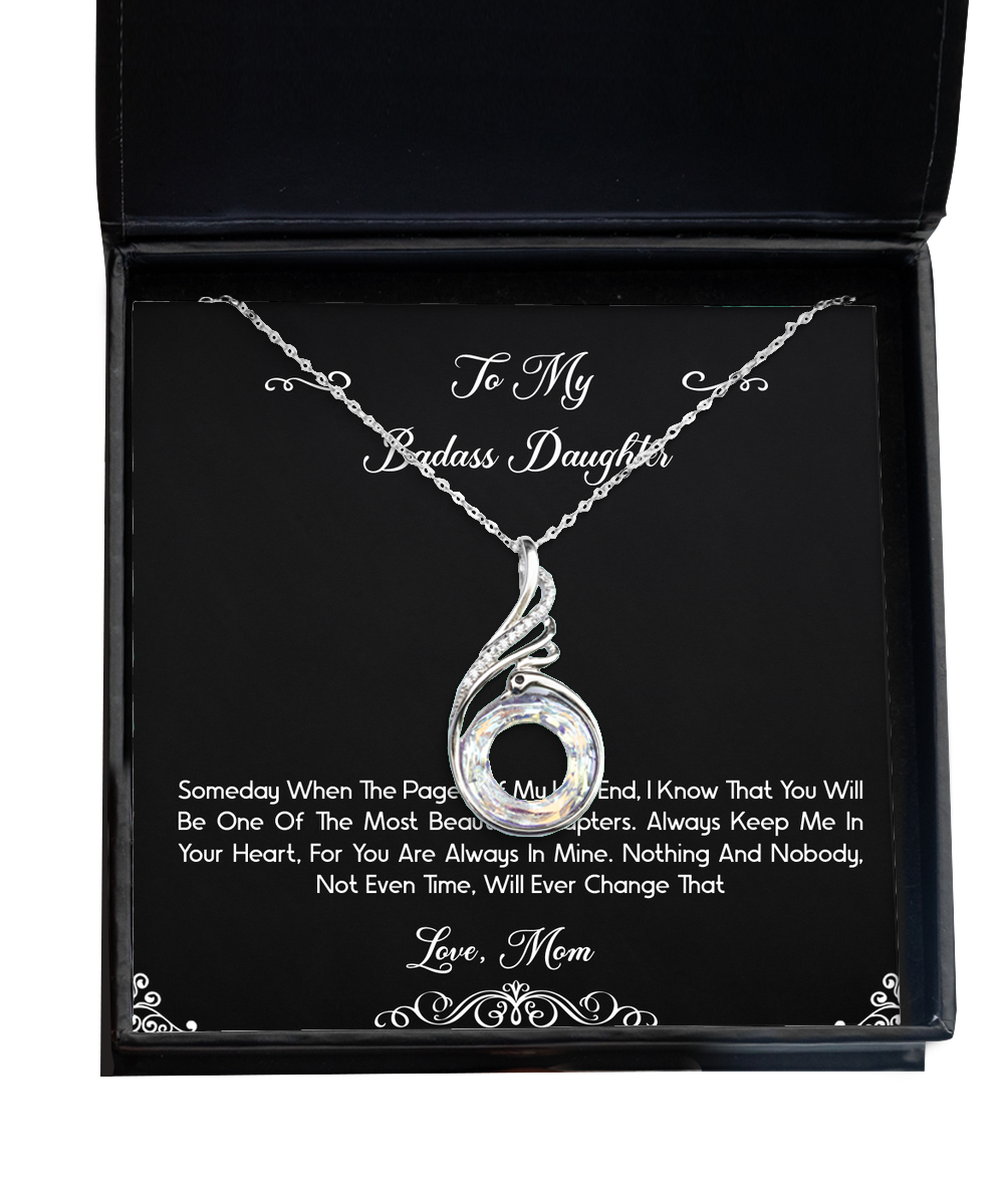 To My Badass Daughter Gifts, Always Keep Me In Your Heart, Rising Phoenix Necklace For Women, Birthday Jewelry Gifts From Mom