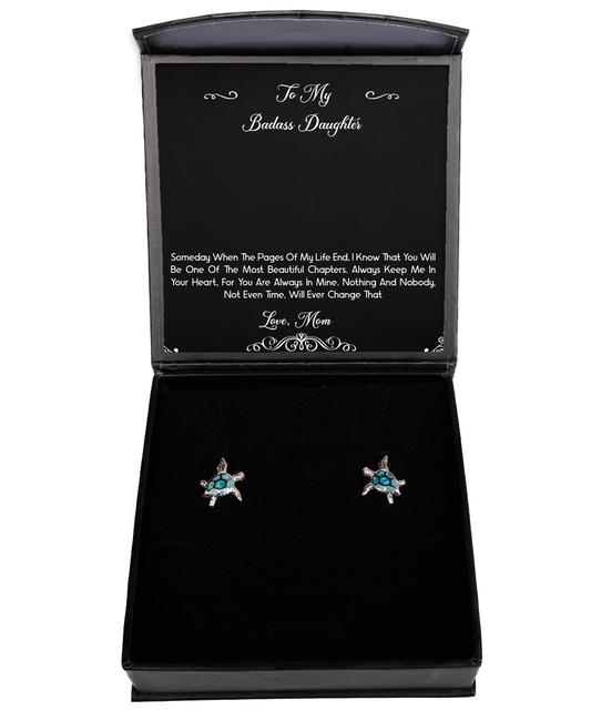 To My Badass Daughter Gifts, Always Keep Me In Your Heart, Opal Turtle Earrings For Women, Birthday Jewelry Gifts From Mom