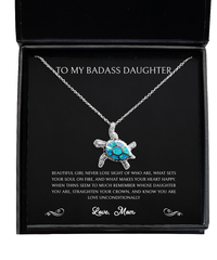 Load image into Gallery viewer, To My Badass Daughter Gifts, Remember Whose Daughter You Are, Opal Turtle Necklace For Women, Birthday Jewelry Gifts From Mom
