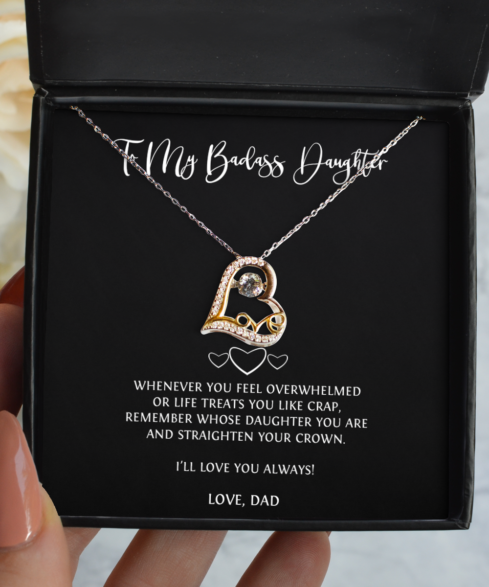 To My Badass Daughter Gifts, I'll Love You Always, Love Dancing Necklace For Women, Birthday Jewelry Gifts From Dad