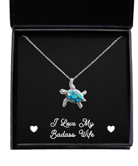 Load image into Gallery viewer, To My Badass Wife Gifts, I Love My Badass Wife, Opal Turtle Necklace For Women, Birthday Jewelry Gifts From Husband
