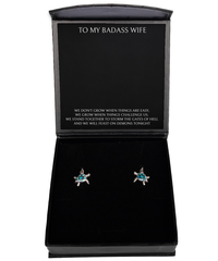 Load image into Gallery viewer, To My Badass Wife, We Stand Together, Opal Turtle Earrings For Women, Anniversary Birthday Valentines Day Gifts From Husband
