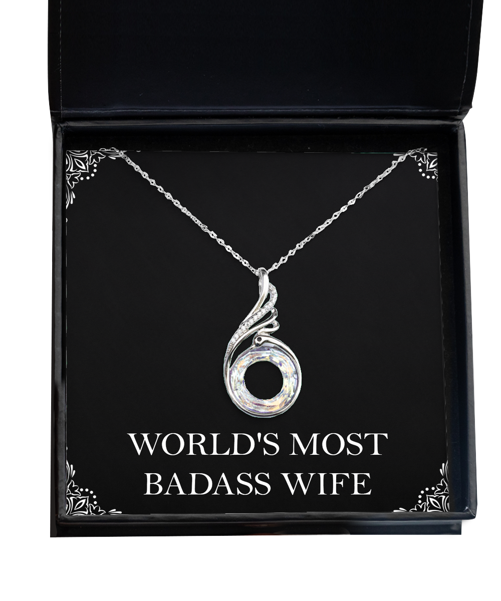 To My Badass Wife, World's Most Badass Wife, Rising Phoenix Necklace For Women, Anniversary Birthday Valentines Day Gifts From Husband