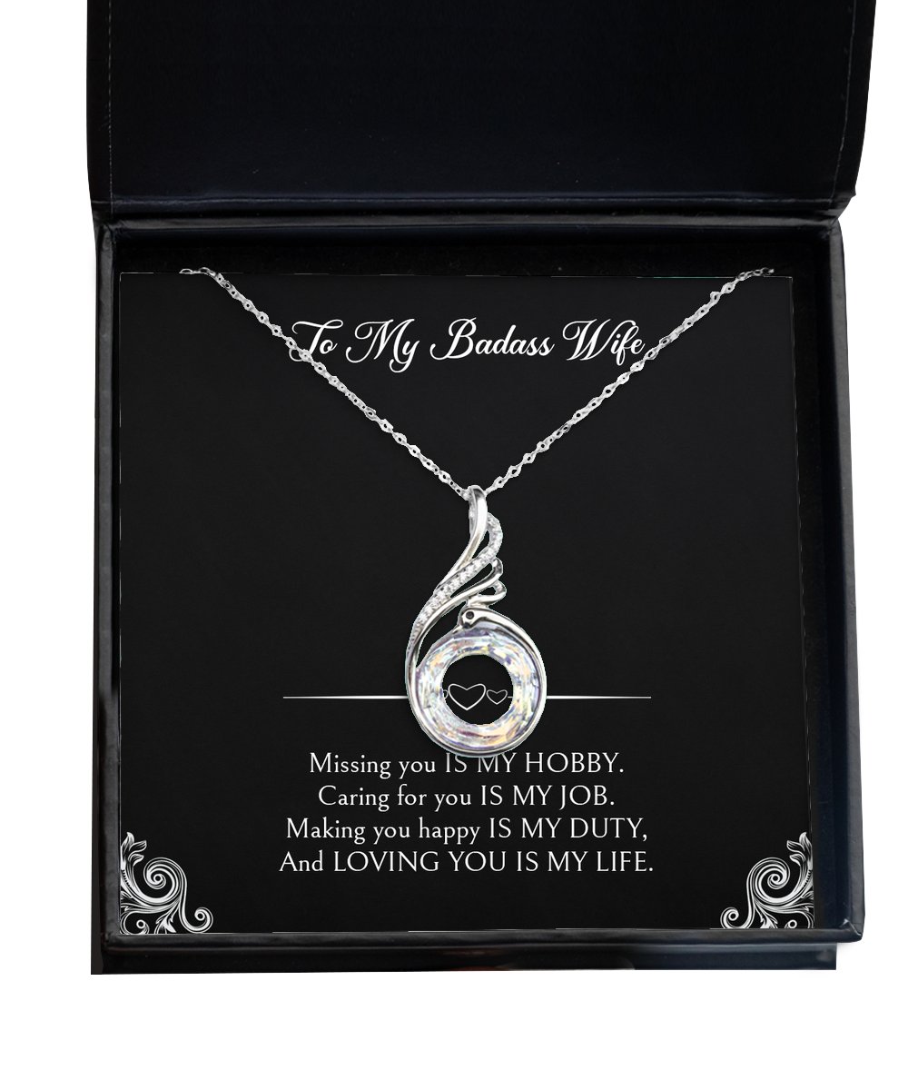 To My Badass Wife Gifts, Loving You Is My Life, Rising Phoenix Necklace For Women, Wedding Day Thank You Ideas From Husband
