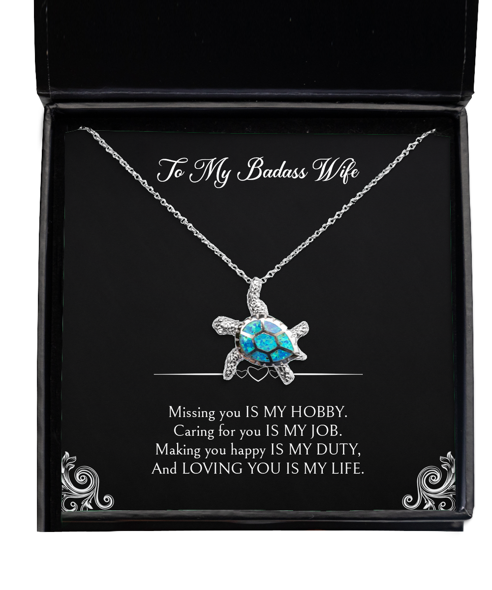 To My Badass Wife Gifts, Loving You Is My Life, Opal Turtle Necklace For Women, Wedding Day Thank You Ideas From Husband