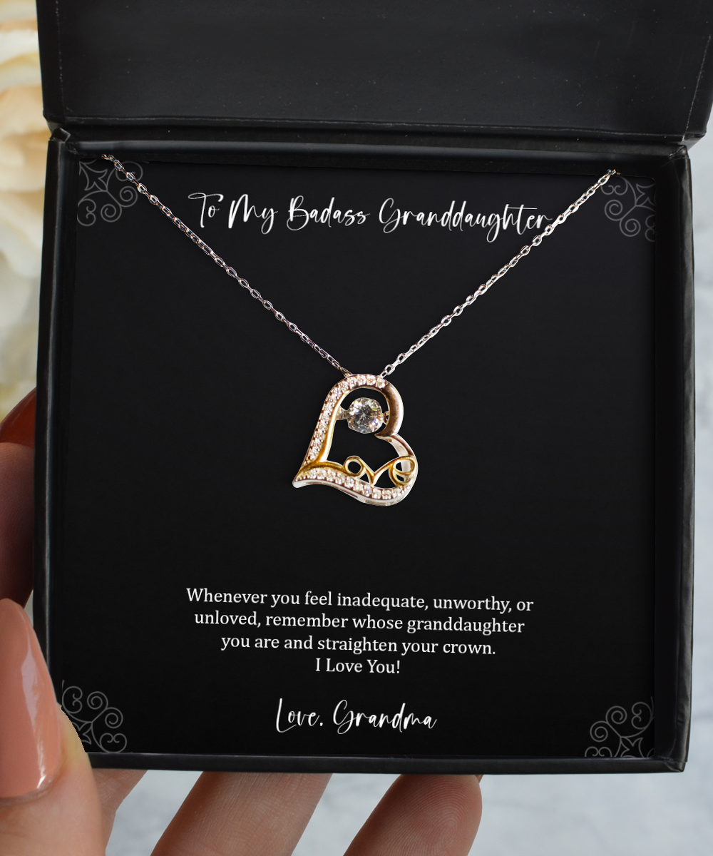 To My Badass Granddaughter Gifts, Remember Whose Granddaughter You Are, Love Dancing Necklace For Women, Birthday Jewelry Gifts From Grandma