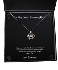 Load image into Gallery viewer, To My Badass Granddaughter Gifts, Remember Whose Granddaughter You Are, Crown Pendant Necklace For Women, Birthday Jewelry Gifts From Grandpa

