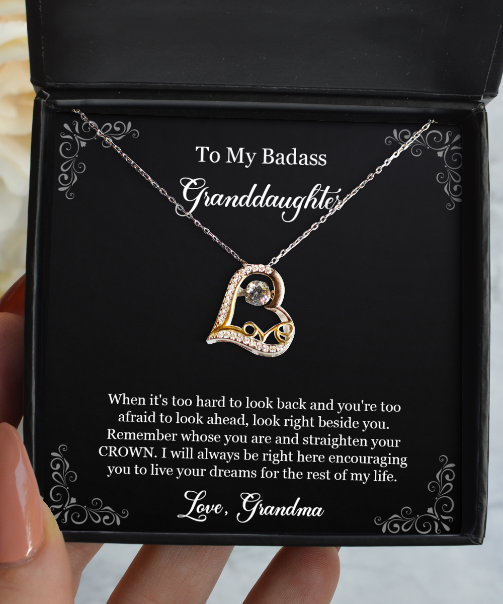To My Badass Granddaughter Gifts, I Will Always Be Here, Love Dancing Necklace For Women, Birthday Jewelry Gifts From Grandma