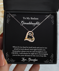 Load image into Gallery viewer, To My Badass Granddaughter Gifts, I Will Always Be Here, Love Dancing Necklace For Women, Birthday Jewelry Gifts From Grandpa
