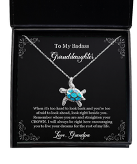 Load image into Gallery viewer, To My Badass Granddaughter Gifts, I Will Always Be Here, Opal Turtle Necklace For Women, Birthday Jewelry Gifts From Grandpa

