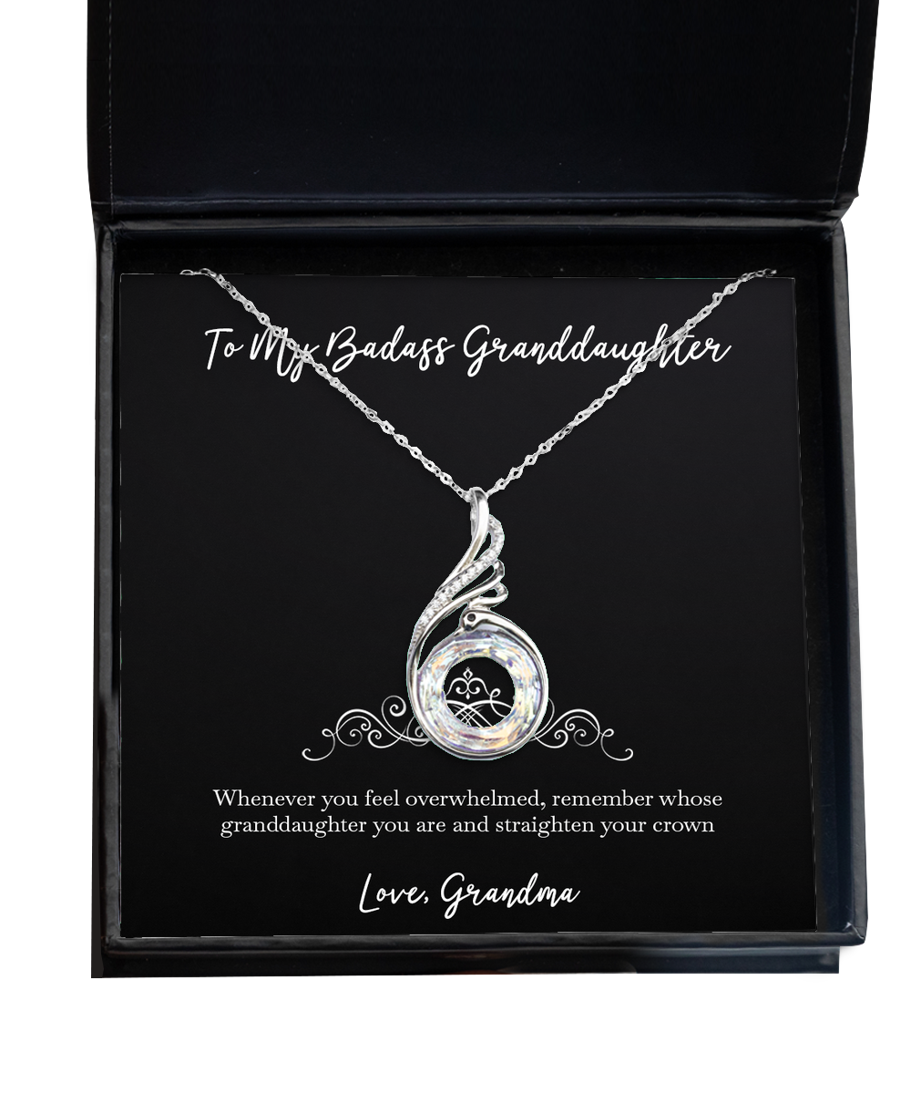 To My Badass Granddaughter Gifts, Whenever You Feel Overwhelmed, Rising Phoenix Necklace For Women, Birthday Jewelry Gifts From Grandma