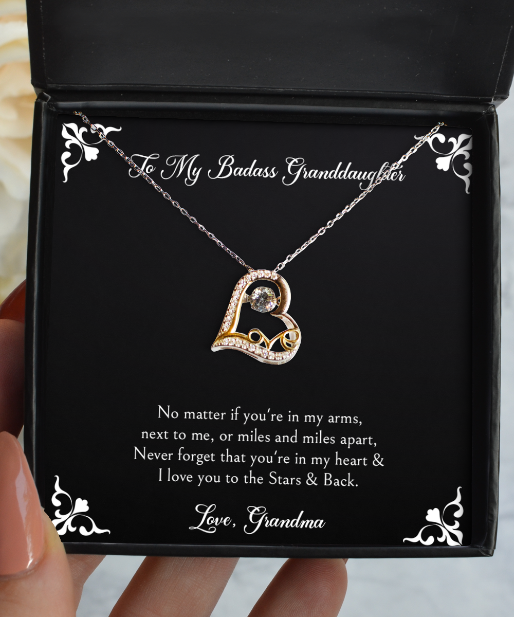 To My Badass Granddaughter Gifts, I Love You To The Stars & Back, Love Dancing Necklace For Women, Birthday Jewelry Gifts From Grandma