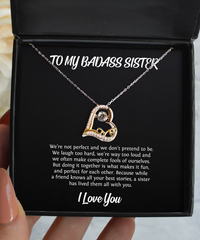 Load image into Gallery viewer, To My Badass Sister Gifts, We Laugh Too Hard, Love Dancing Necklace For Women, Birthday Jewelry Gifts From Sister
