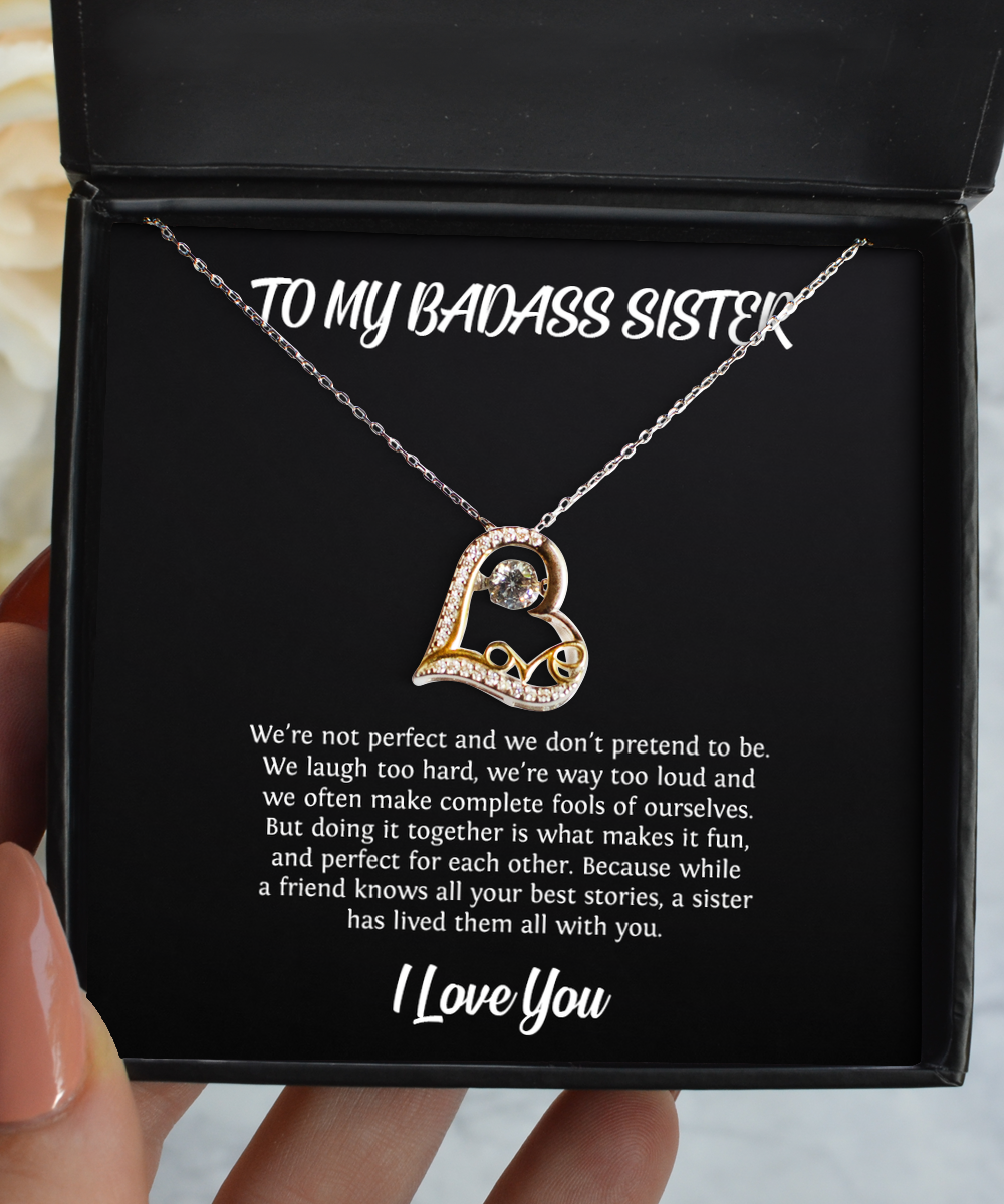 To My Badass Sister Gifts, We Laugh Too Hard, Love Dancing Necklace For Women, Birthday Jewelry Gifts From Sister