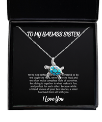 Load image into Gallery viewer, To My Badass Sister Gifts, We Laugh Too Hard, Opal Turtle Necklace For Women, Birthday Jewelry Gifts From Sister
