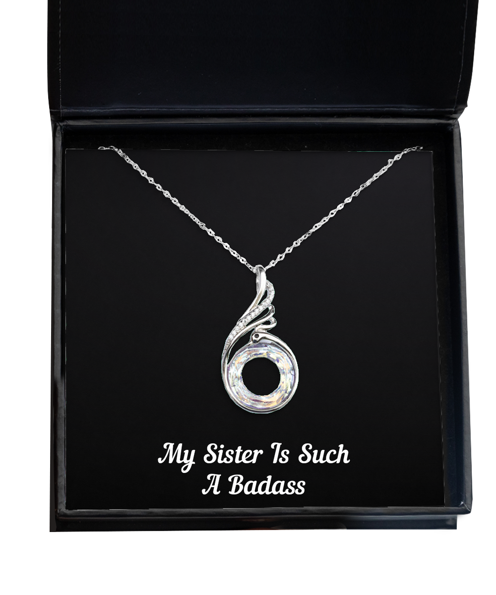 To My Badass Sister Gifts, My Sister Is Such A Badass, Rising Phoenix Necklace For Women, Birthday Jewelry Gifts From Sister