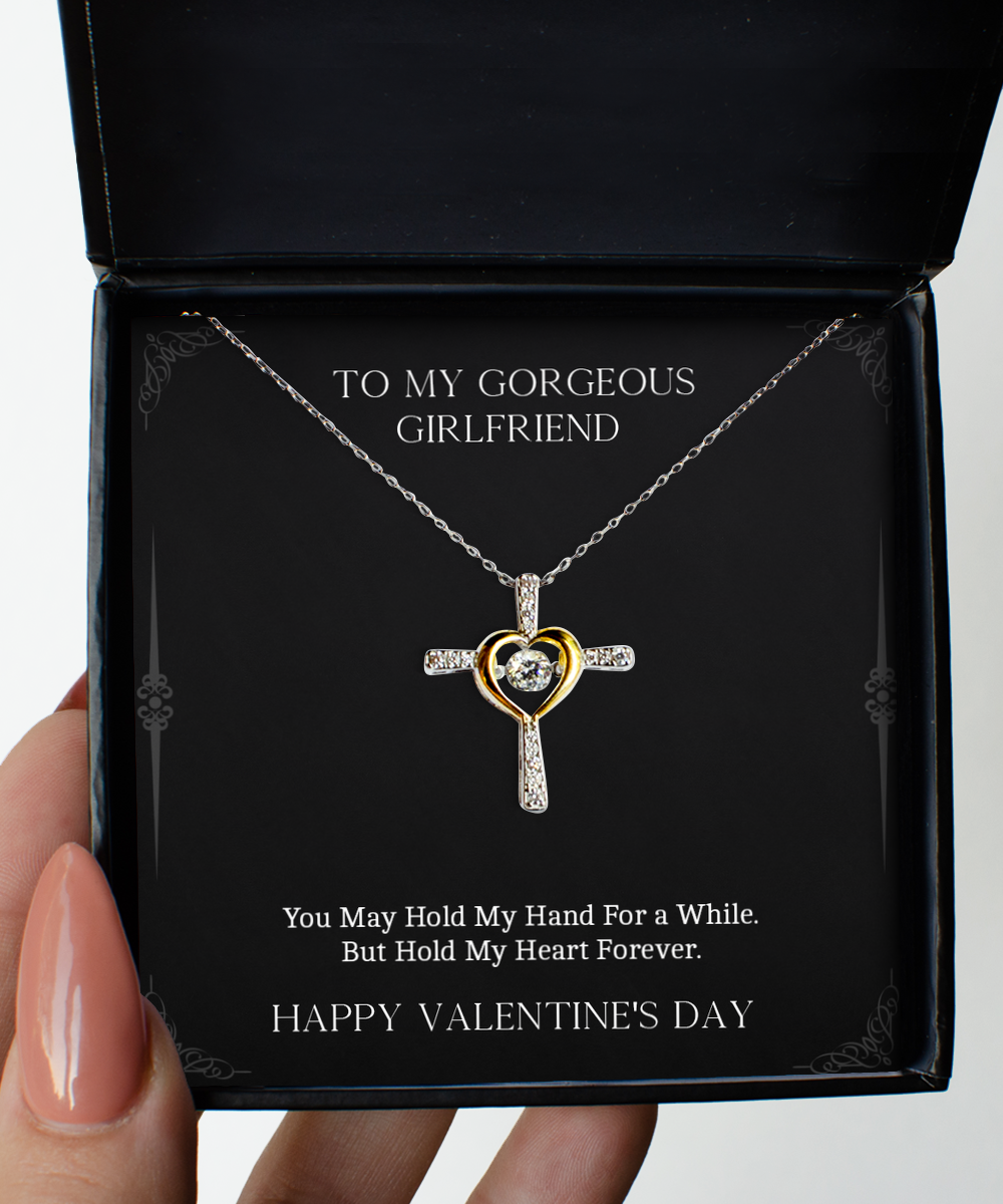 To My Girlfriend, Hold My Heart Forever, Cross Dancing Necklace For Women, Valentines Day Gifts From Boyfriend
