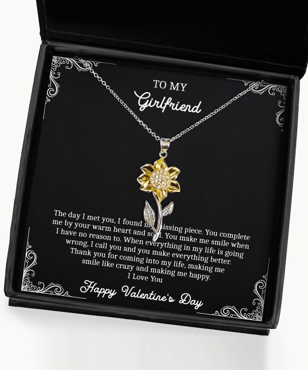 To My Girlfriend, The Day I Met You, Sunflower Pendant Necklace For Women, Valentines Day Gifts From Boyfriend