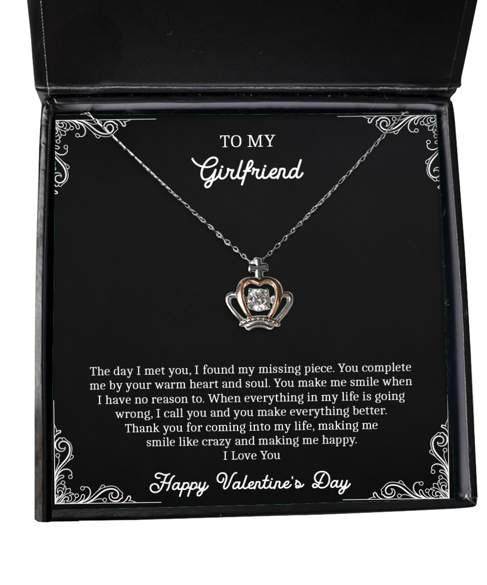 To My Girlfriend, The Day I Met You, Crown Pendant Necklace For Women, Valentines Day Gifts From Boyfriend