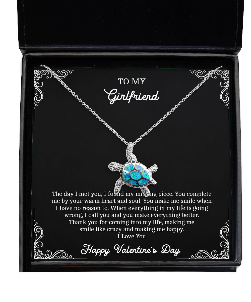 To My Girlfriend, The Day I Met You, Opal Turtle Necklace For Women, Valentines Day Gifts From Boyfriend