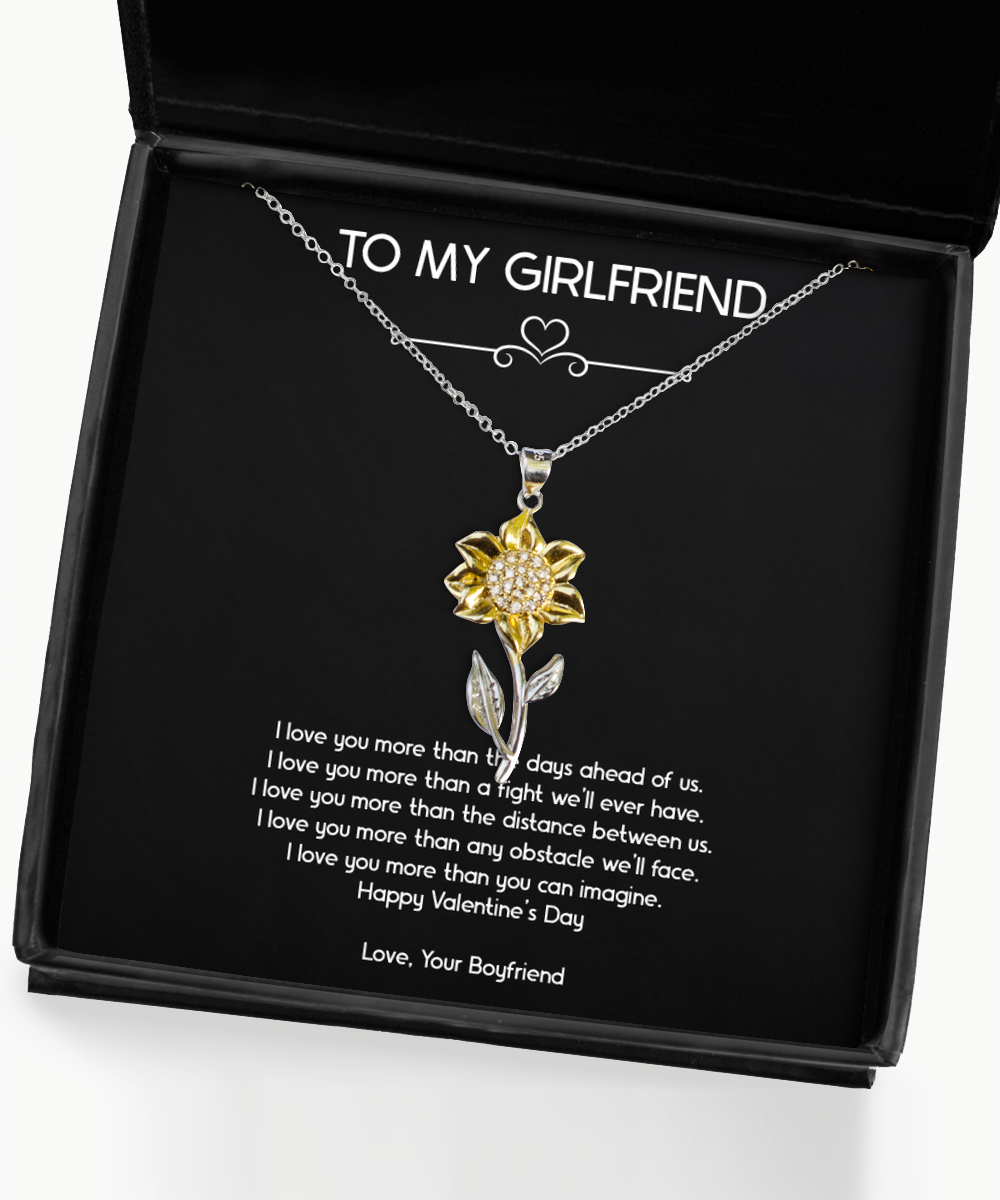 To My Girlfriend, I Love You More, Sunflower Pendant Necklace For Women, Valentines Day Gifts From Boyfriend