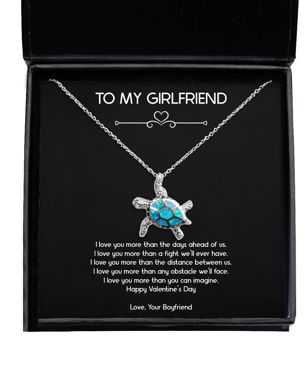 To My Girlfriend, I Love You More, Opal Turtle Necklace For Women, Valentines Day Gifts From Boyfriend