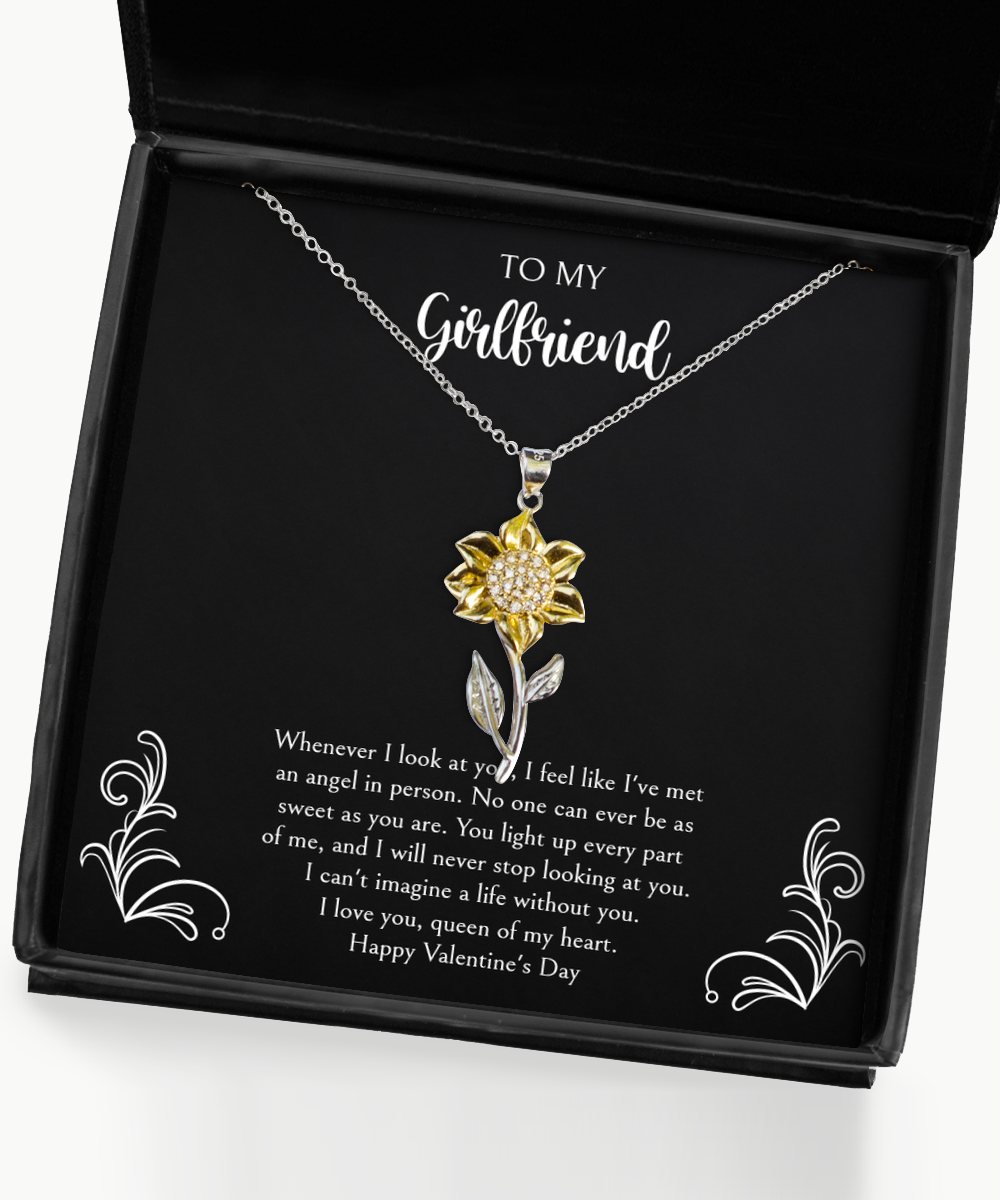 To My Girlfriend, I Can't Imagine A Life Without You, Sunflower Pendant Necklace For Women, Valentines Day Gifts From Boyfriend