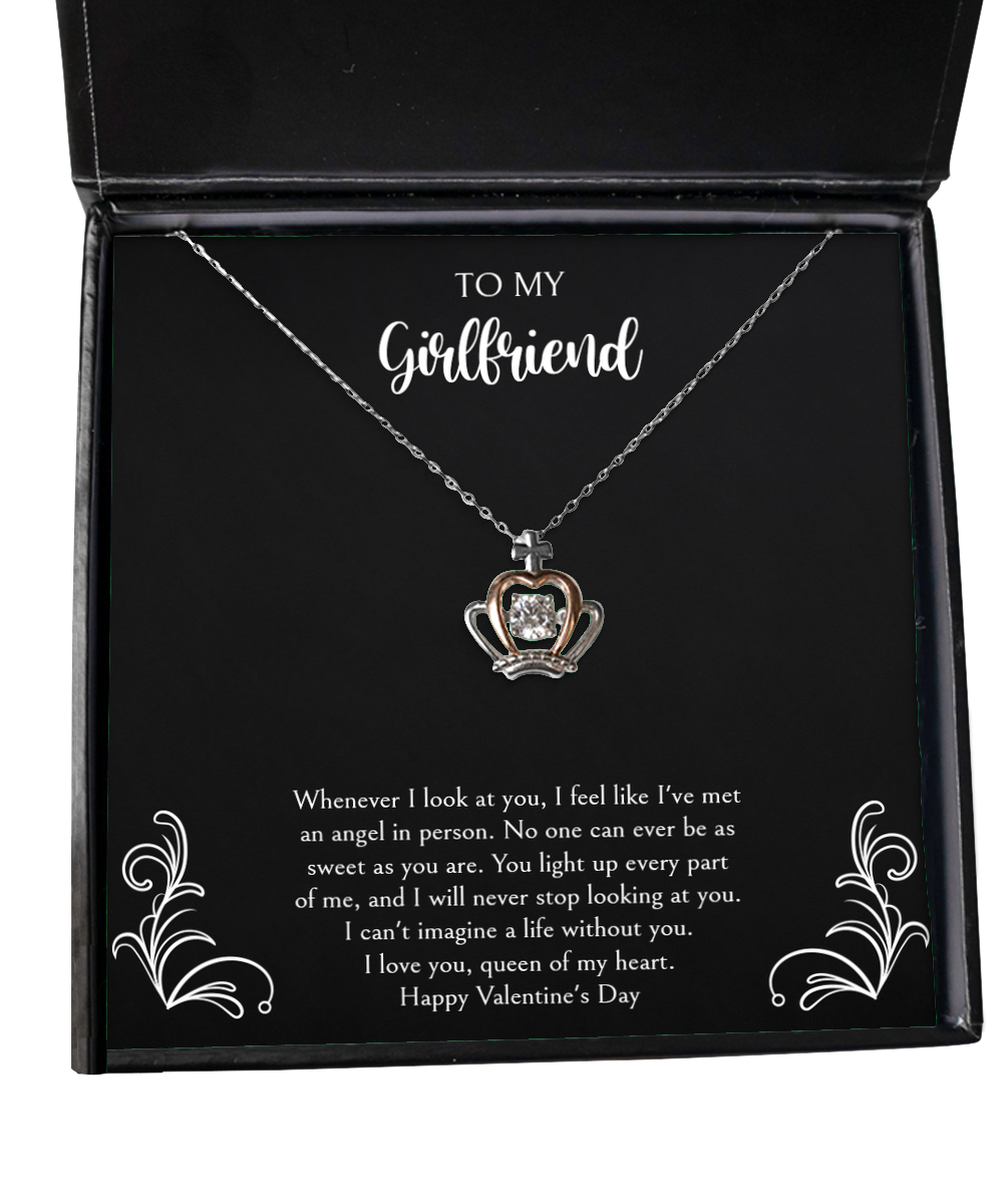 To My Girlfriend, I Can't Imagine A Life Without You, Crown Pendant Necklace For Women, Valentines Day Gifts From Boyfriend