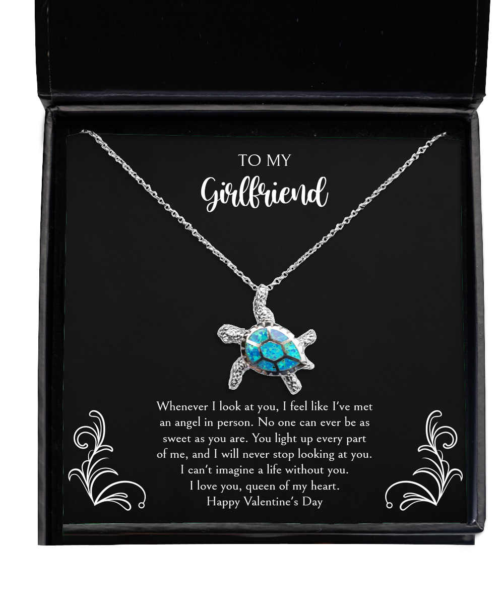 To My Girlfriend, I Can't Imagine A Life Without You, Opal Turtle Necklace For Women, Valentines Day Gifts From Boyfriend