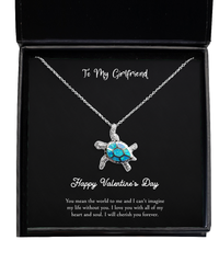 Load image into Gallery viewer, To My Girlfriend, You Mean The World To Me, Opal Turtle Necklace For Women, Valentines Day Gifts From Boyfriend
