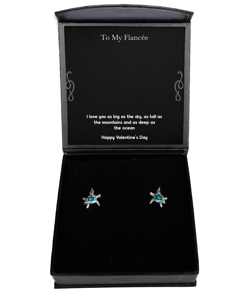 To My Fiancée, I Love You As Big As The Sky, Opal Turtle Earrings For Women, Valentines Day Gifts From Fiancé