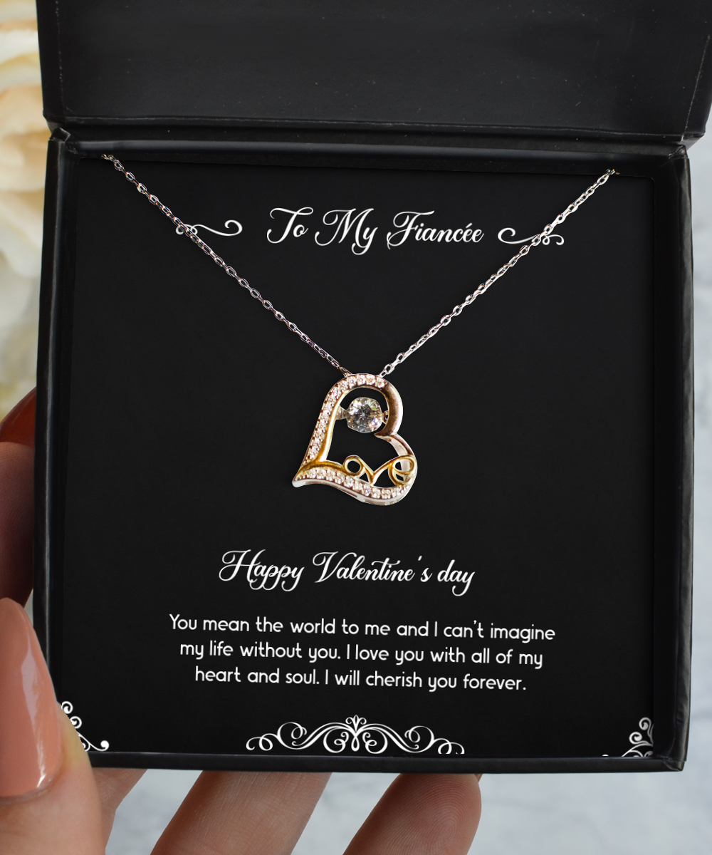 To My Fiancée, You Mean The World To Me, Love Dancing Necklace For Women, Valentines Day Gifts From Fiancé