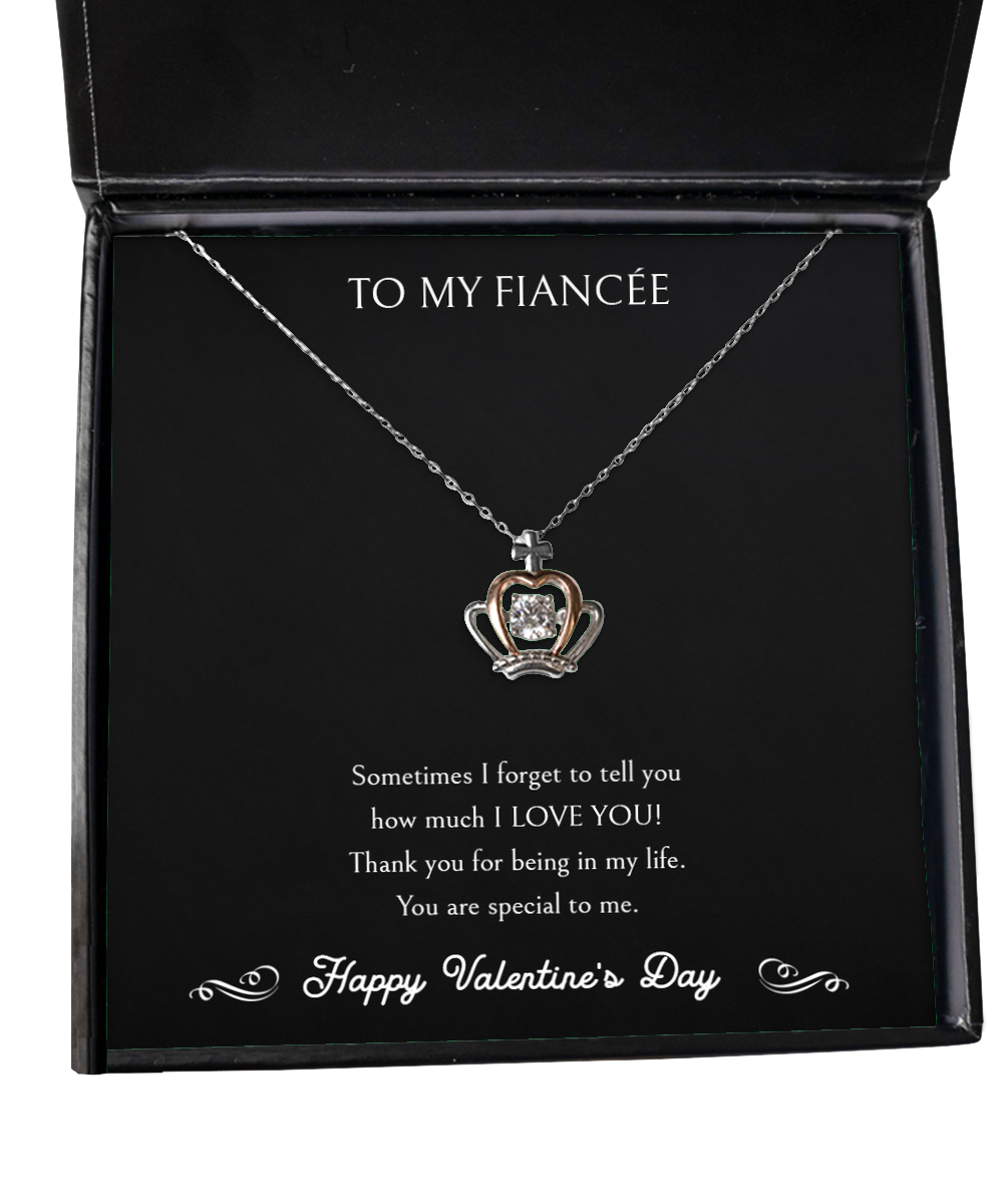 To My Fiancée, You Are Special To Me, Crown Pendant Necklace For Women, Valentines Day Gifts From Fiancé