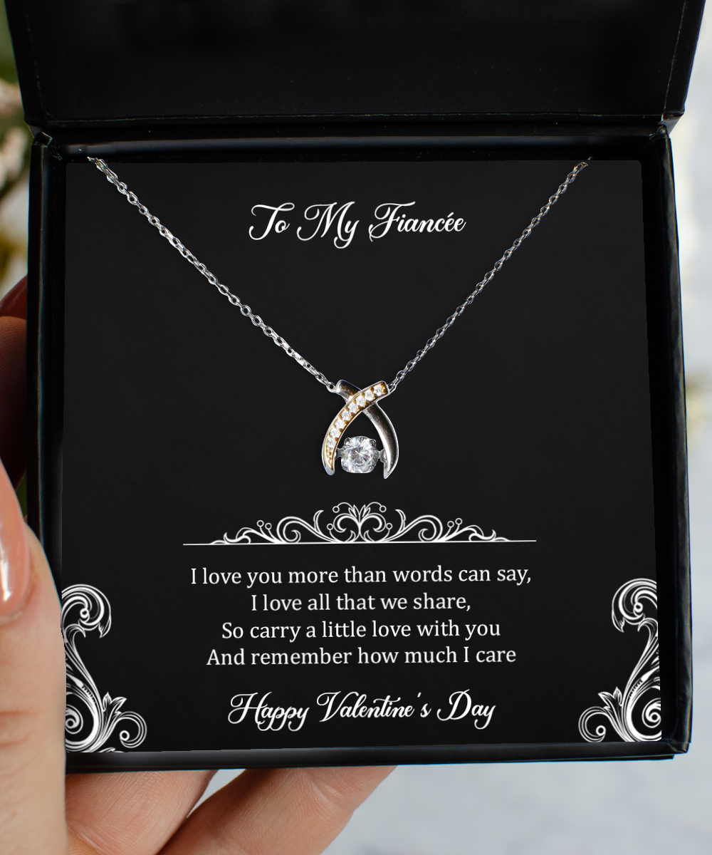 To My Fiancée, Remember How Much I Care, Wishbone Dancing Necklace For Women, Valentines Day Gifts From Fiancé