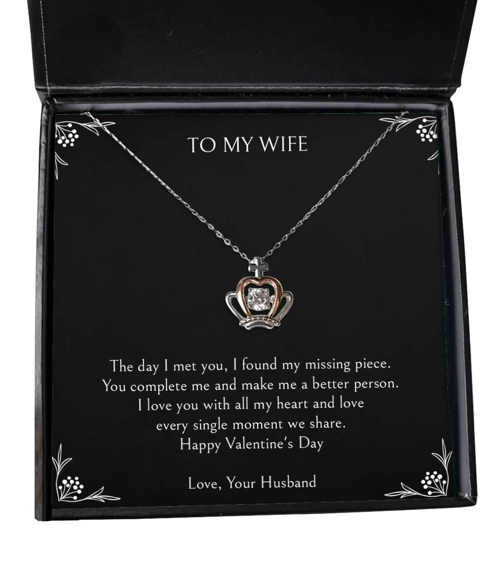 To My Wife, The Day I Met You, Crown Pendant Necklace For Women, Valentines Day Gifts From Husband