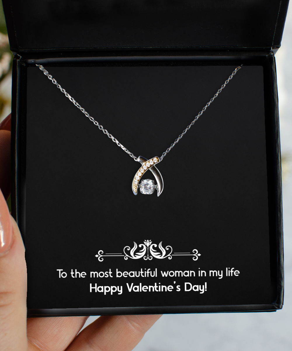 To My Wife, Most Beautiful Woman In My Life, Wishbone Dancing Necklace For Women, Valentines Day Gifts From Husband