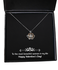 Load image into Gallery viewer, To My Wife, Most Beautiful Woman In My Life, Crown Pendant Necklace For Women, Valentines Day Gifts From Husband
