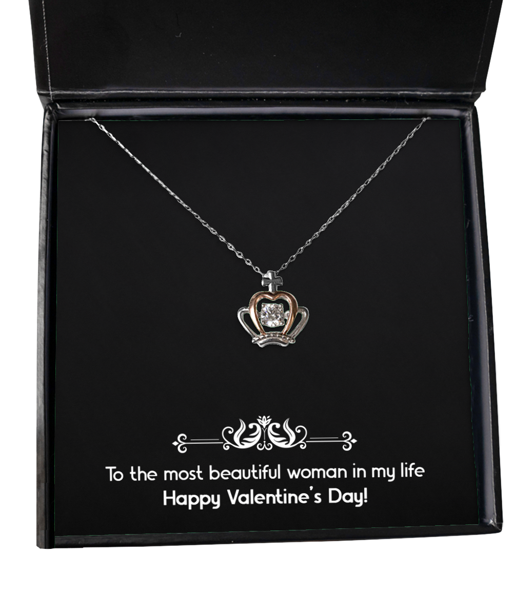 To My Wife, Most Beautiful Woman In My Life, Crown Pendant Necklace For Women, Valentines Day Gifts From Husband